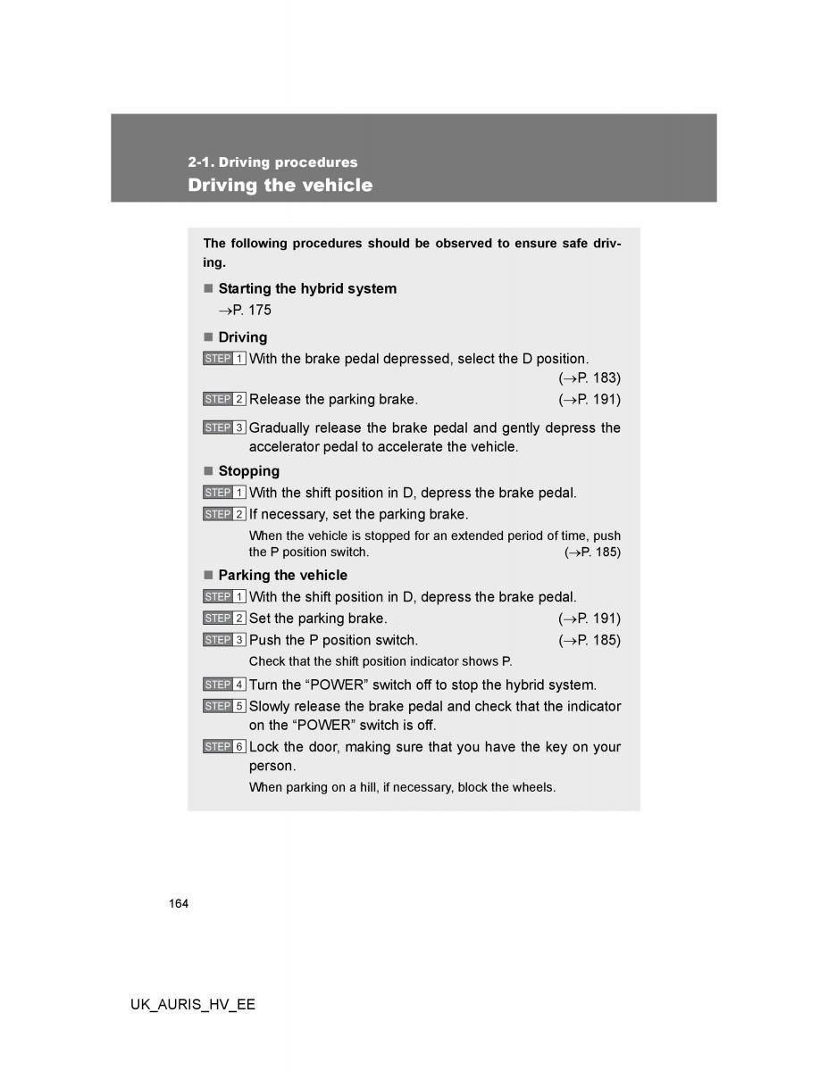 Toyota Auris Hybrid I 1 owners manual / page 164