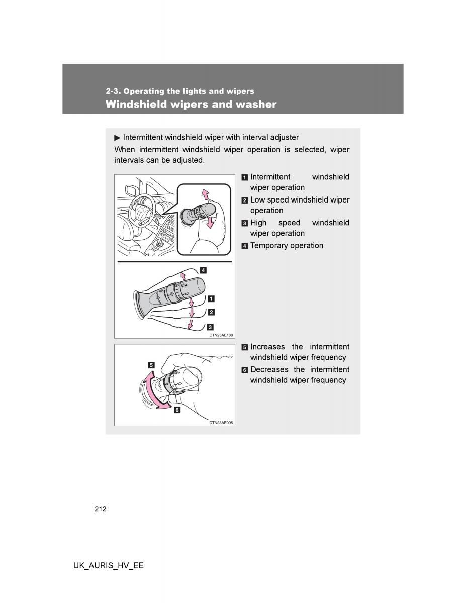 Toyota Auris Hybrid I 1 owners manual / page 212