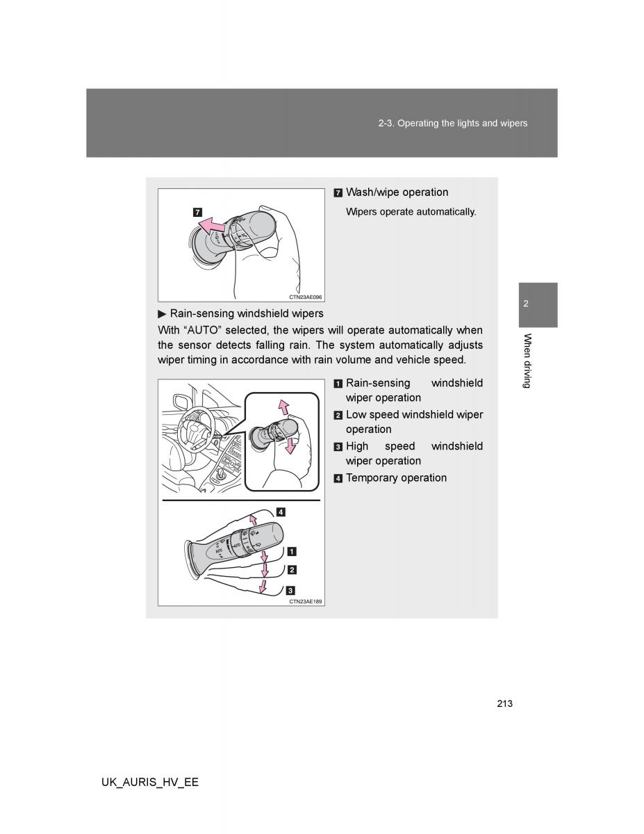 Toyota Auris Hybrid I 1 owners manual / page 213