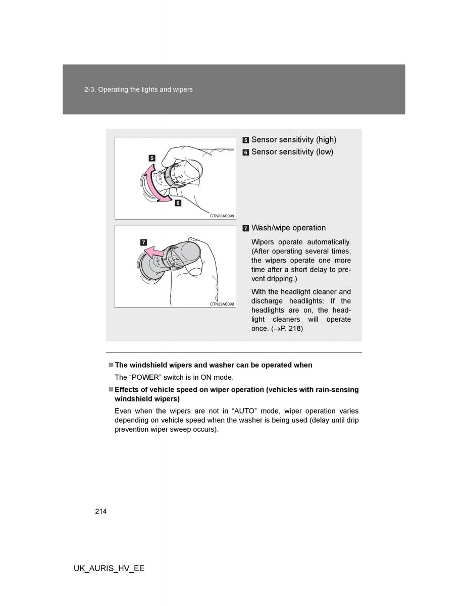 Toyota Auris Hybrid I 1 owners manual / page 214