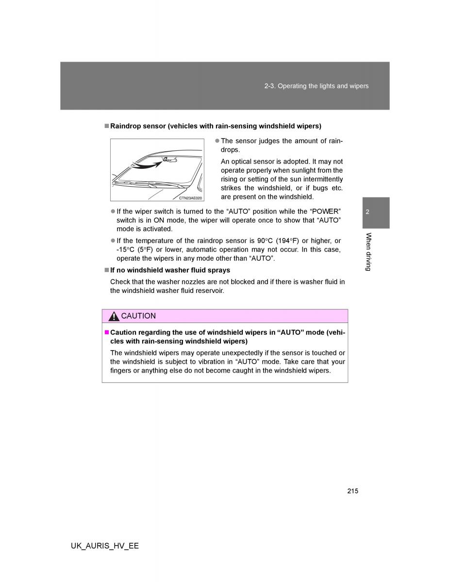 Toyota Auris Hybrid I 1 owners manual / page 215