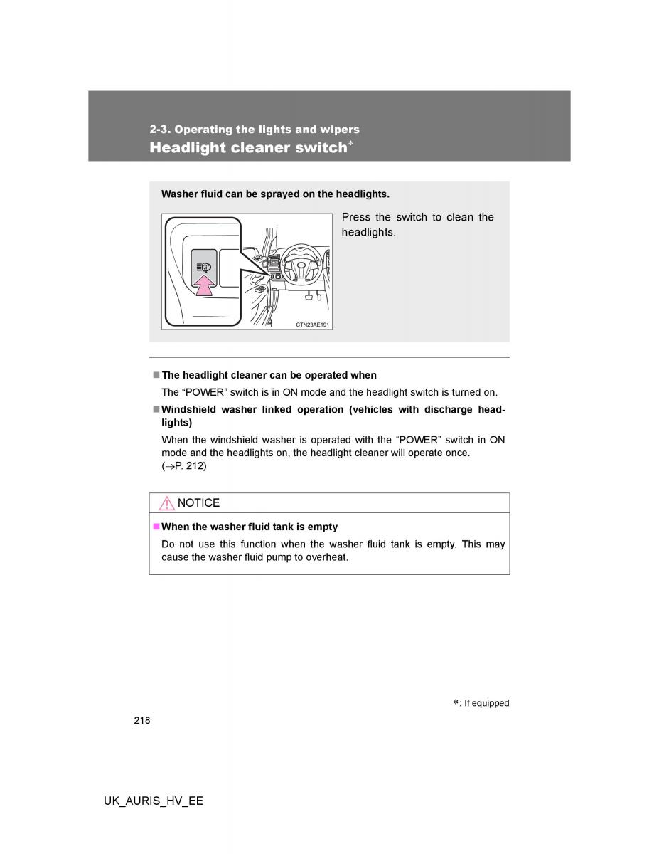 Toyota Auris Hybrid I 1 owners manual / page 218