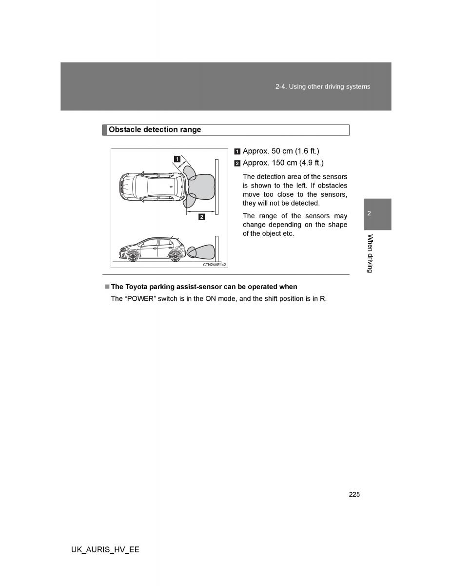 Toyota Auris Hybrid I 1 owners manual / page 225