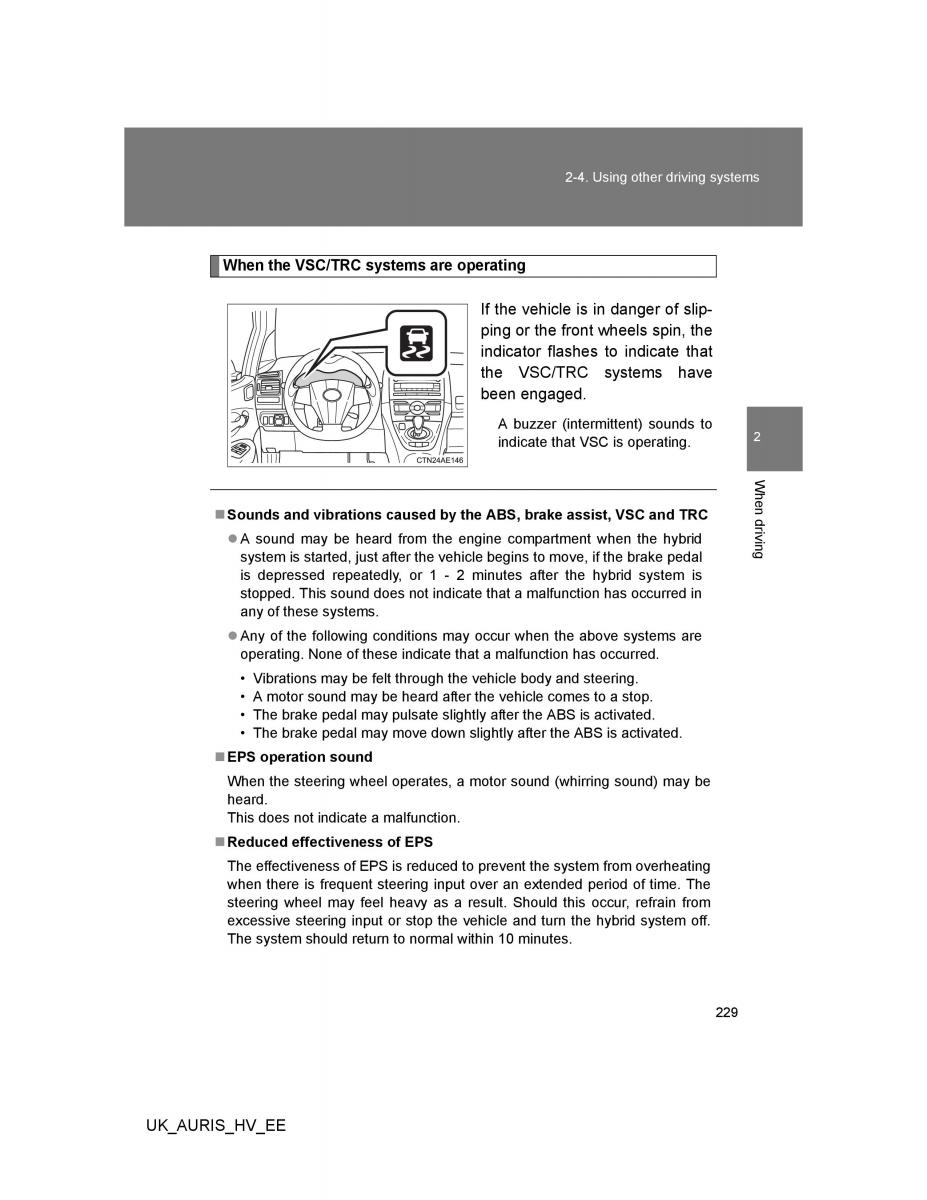 Toyota Auris Hybrid I 1 owners manual / page 229