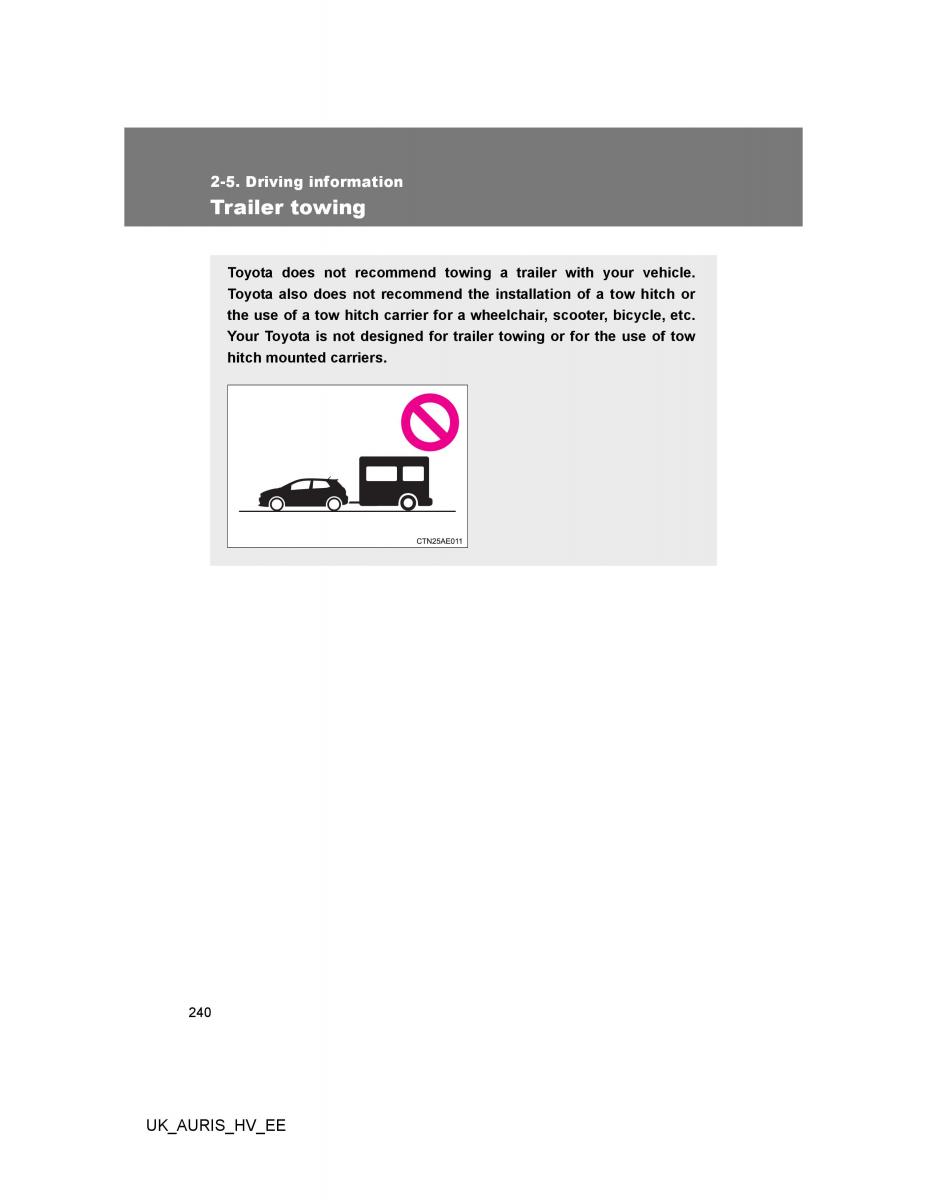 Toyota Auris Hybrid I 1 owners manual / page 240