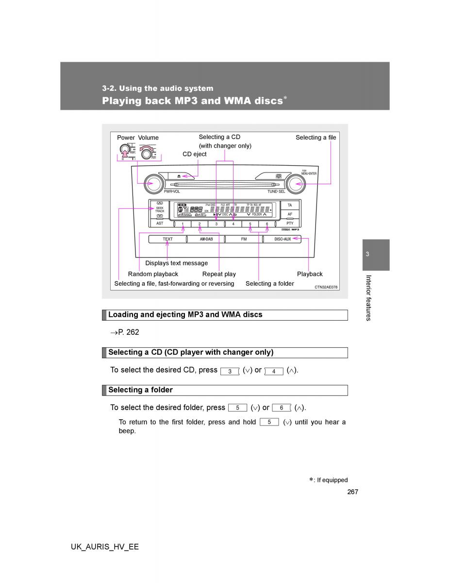 Toyota Auris Hybrid I 1 owners manual / page 267