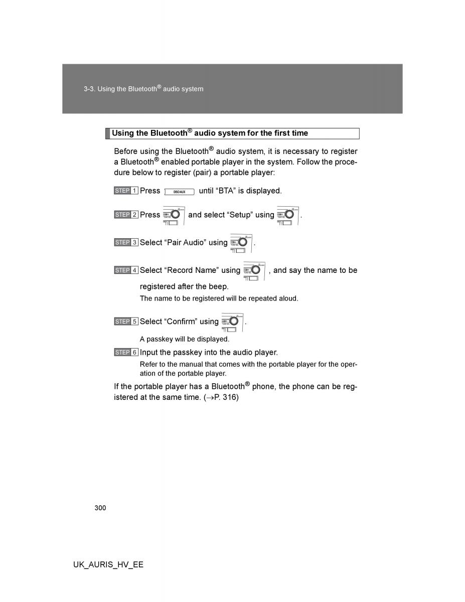 Toyota Auris Hybrid I 1 owners manual / page 300