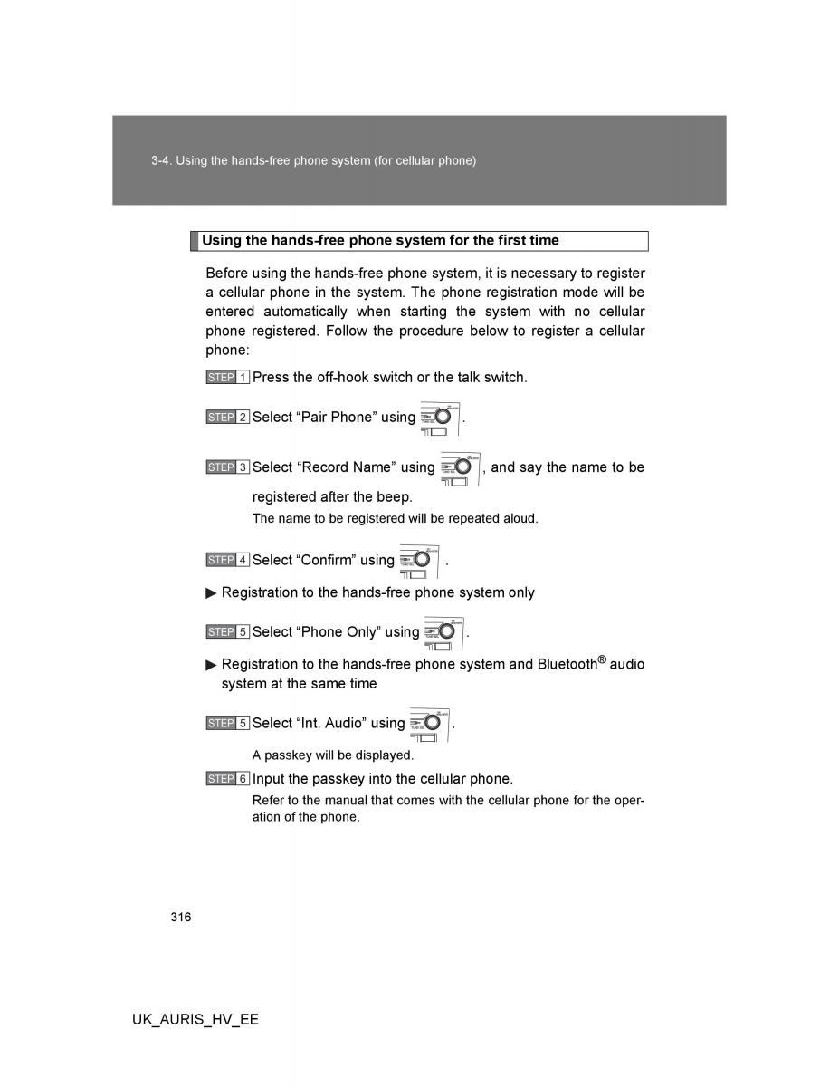 Toyota Auris Hybrid I 1 owners manual / page 316