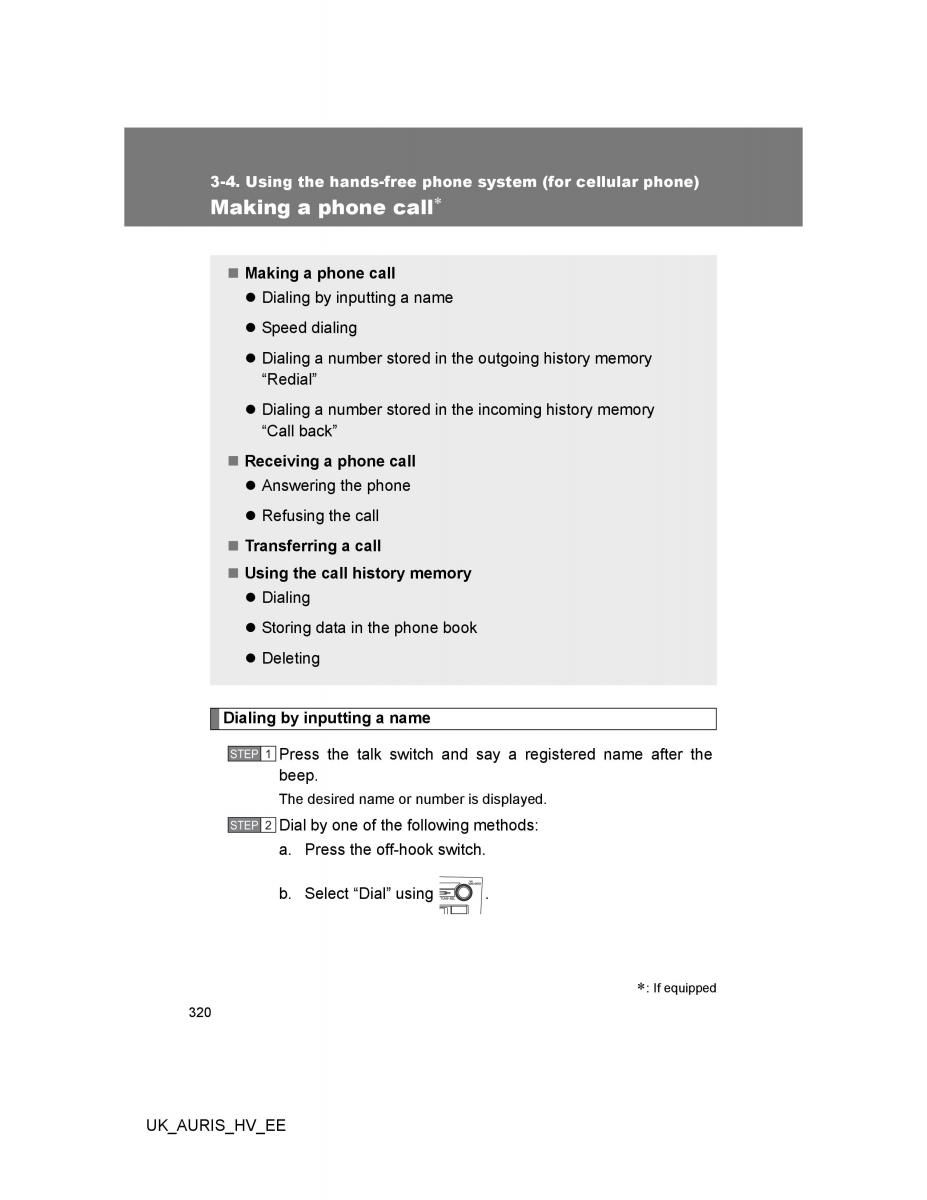 Toyota Auris Hybrid I 1 owners manual / page 320