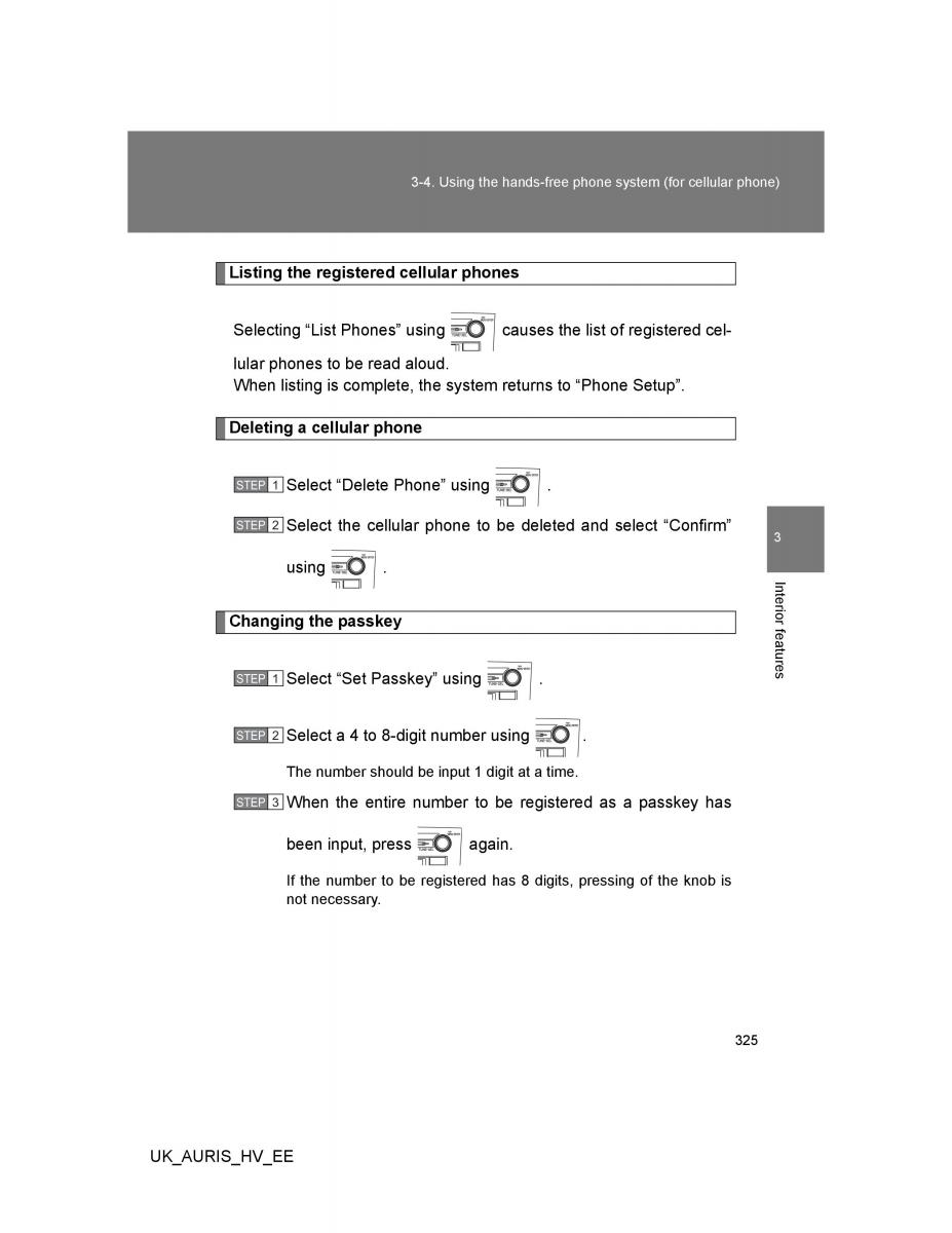 Toyota Auris Hybrid I 1 owners manual / page 325