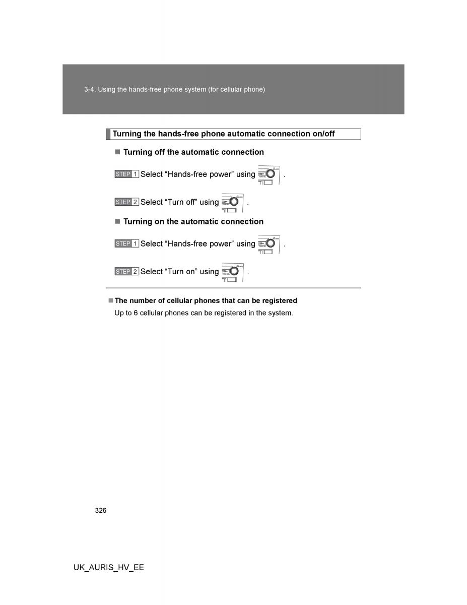 Toyota Auris Hybrid I 1 owners manual / page 326