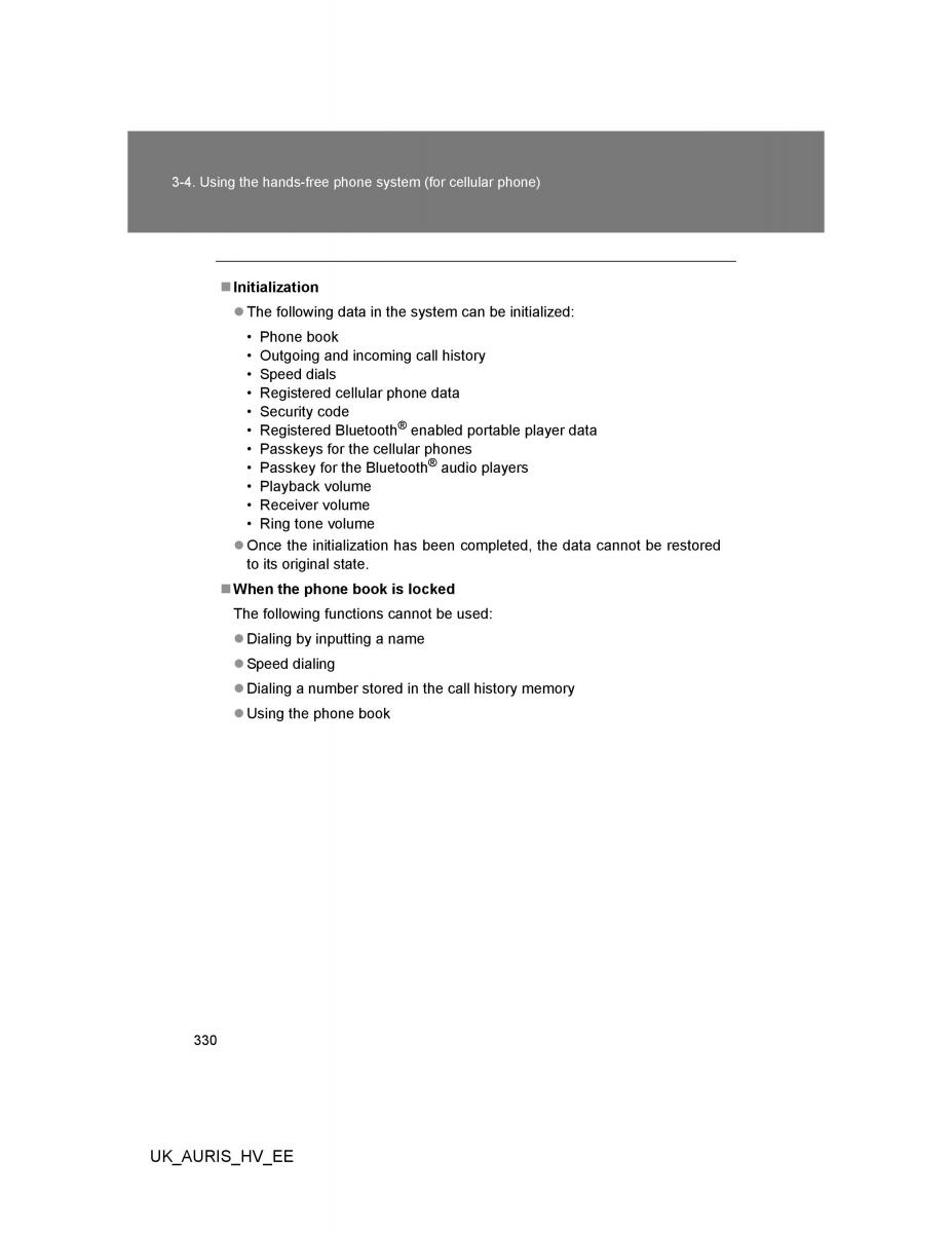 Toyota Auris Hybrid I 1 owners manual / page 330