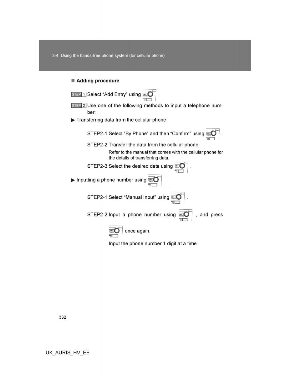 Toyota Auris Hybrid I 1 owners manual / page 332