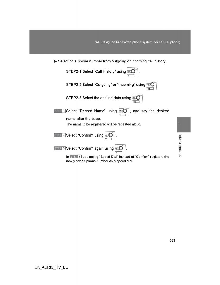 Toyota Auris Hybrid I 1 owners manual / page 333