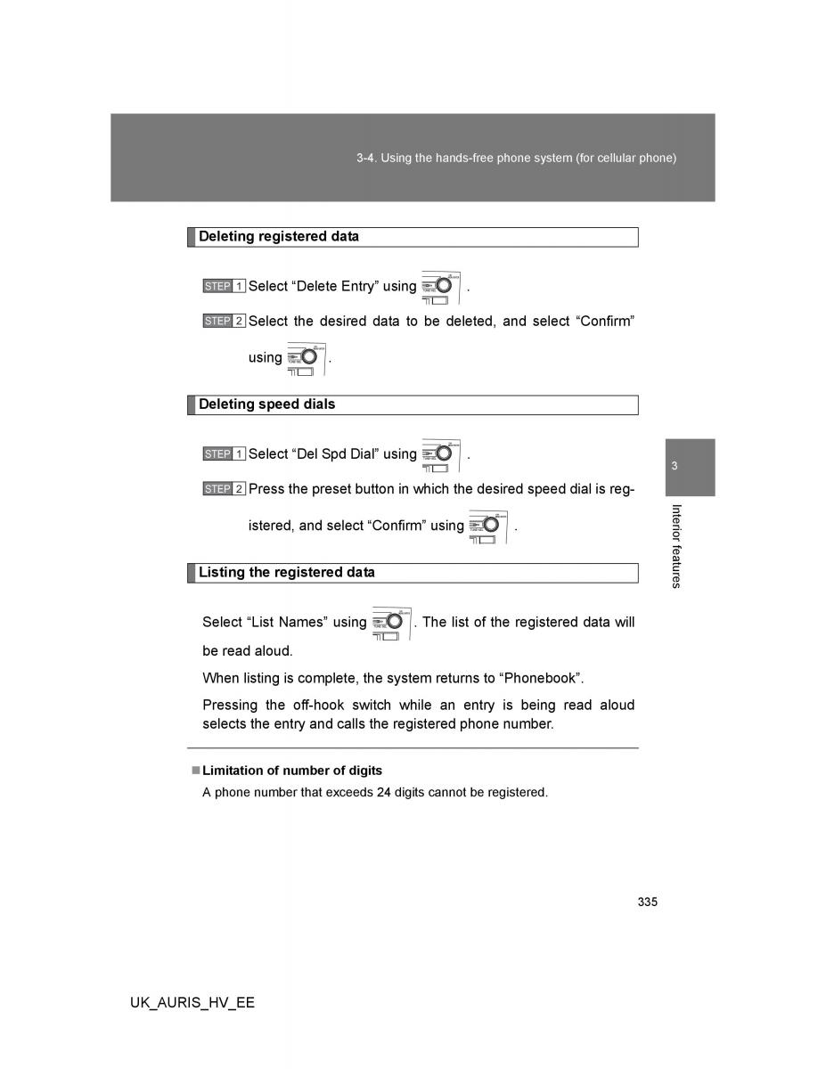 Toyota Auris Hybrid I 1 owners manual / page 335