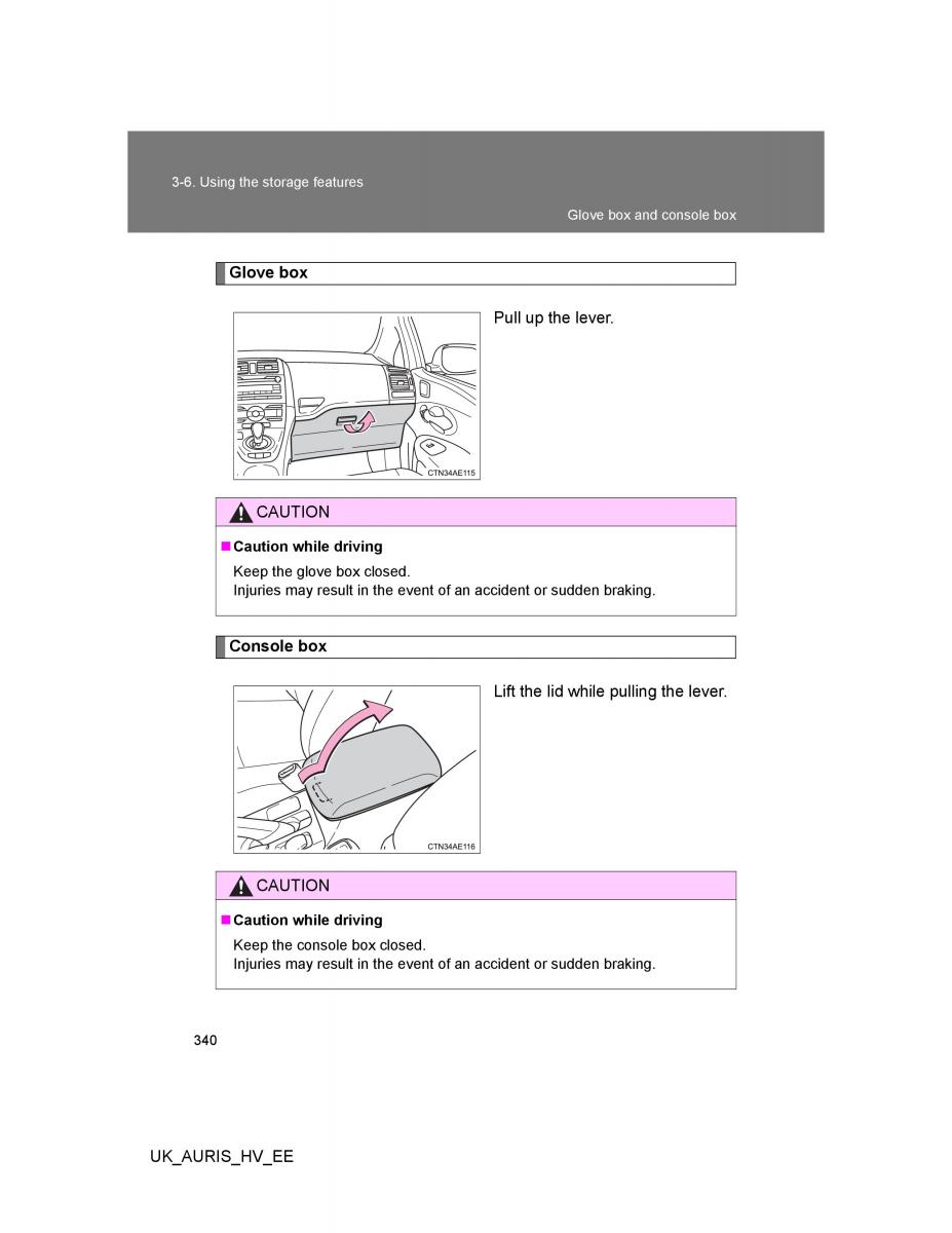 Toyota Auris Hybrid I 1 owners manual / page 340