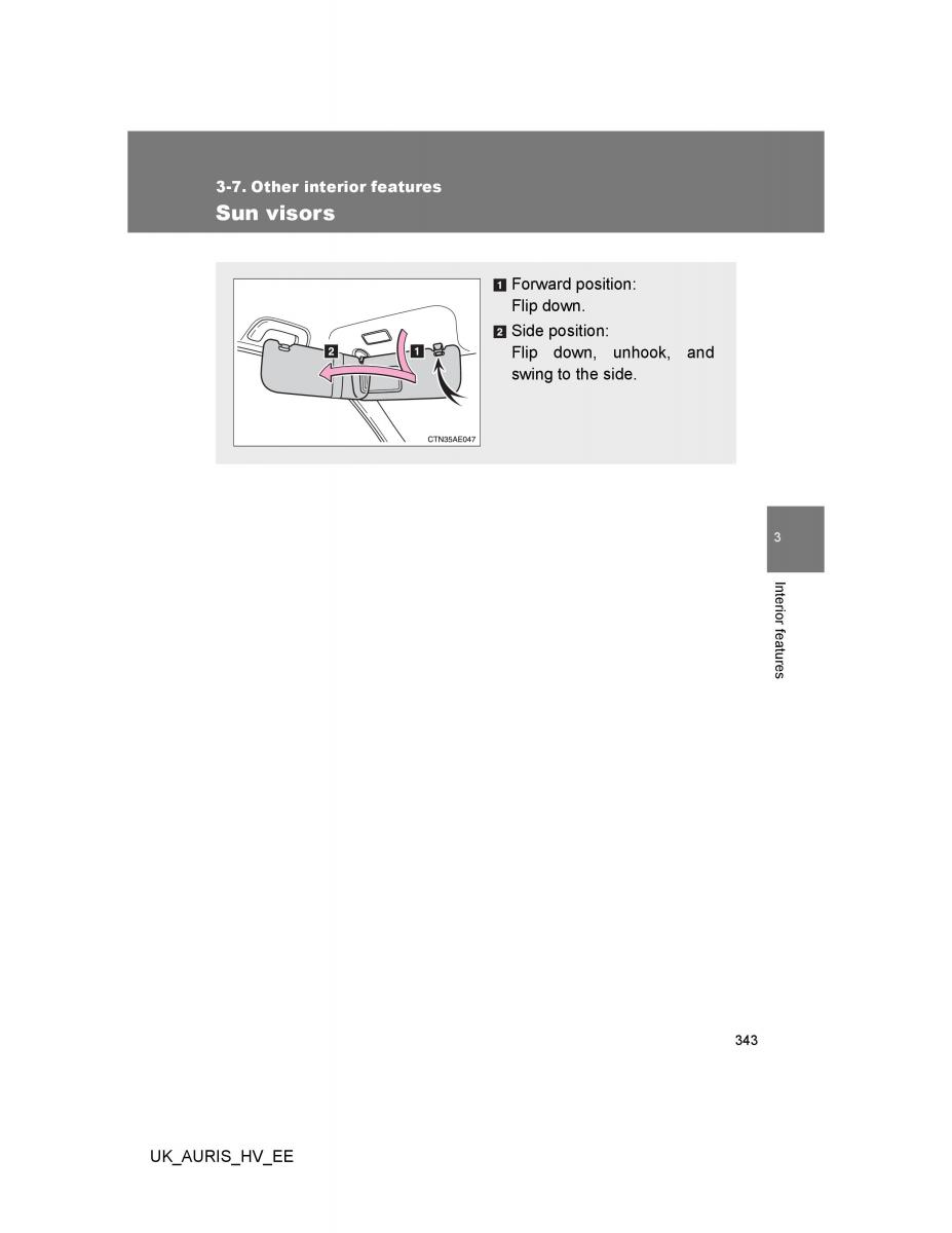 Toyota Auris Hybrid I 1 owners manual / page 343