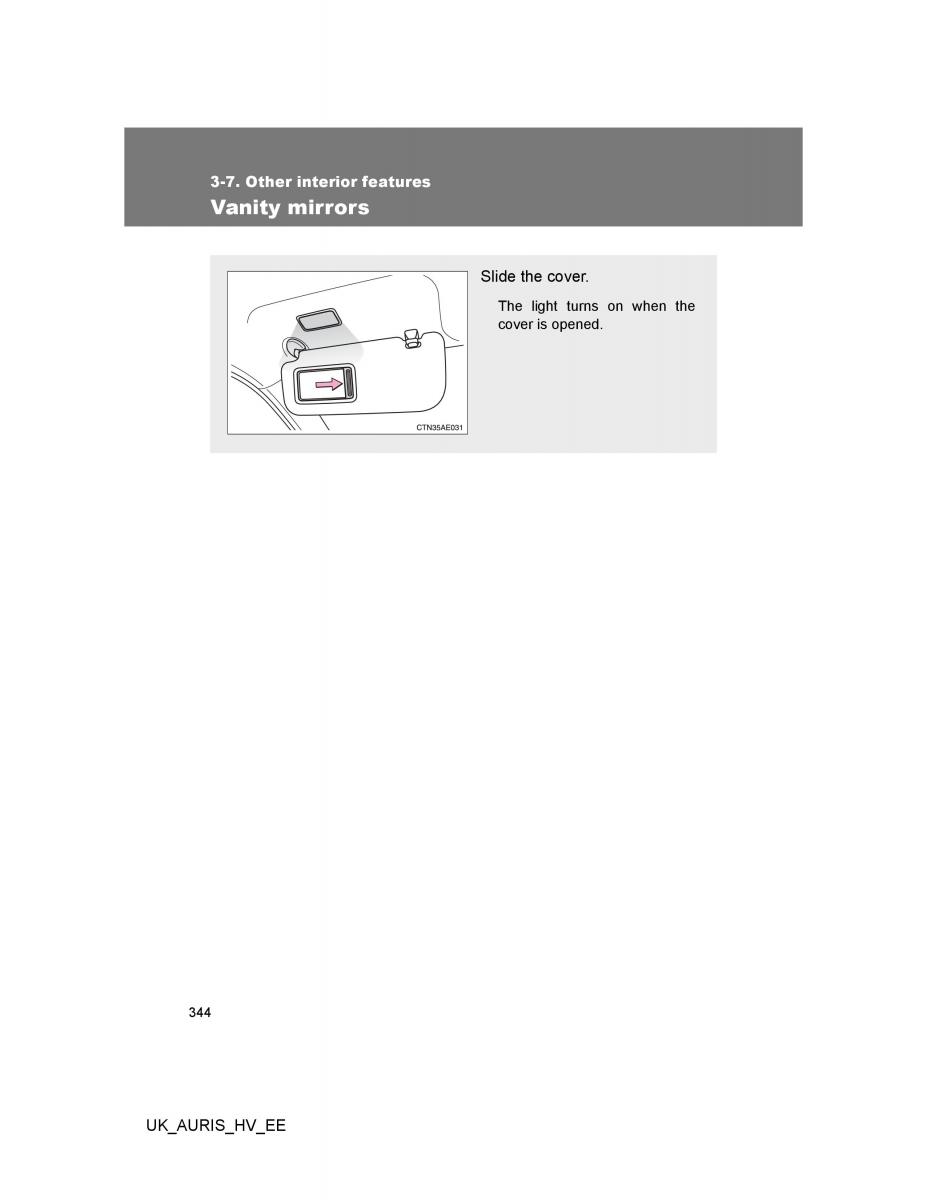 Toyota Auris Hybrid I 1 owners manual / page 344