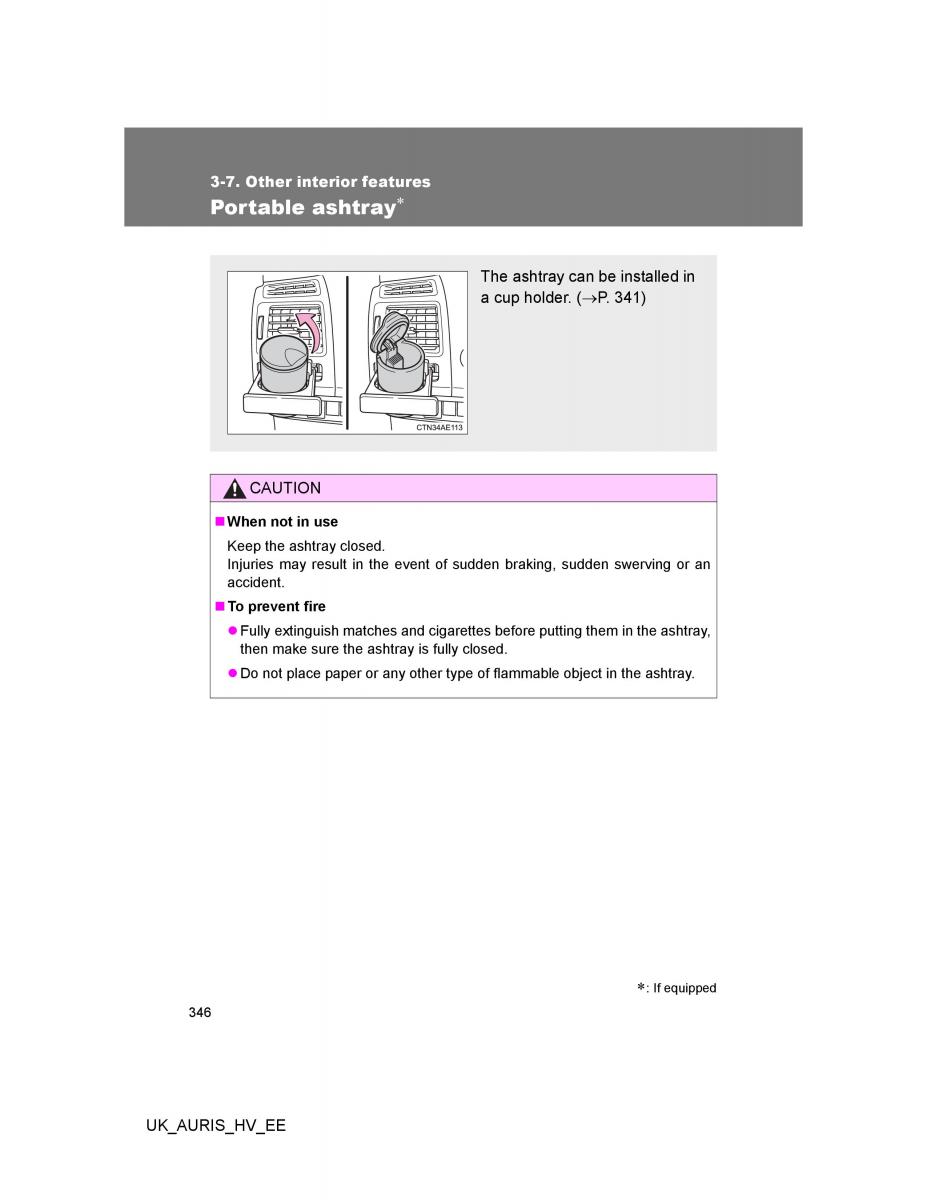 Toyota Auris Hybrid I 1 owners manual / page 346