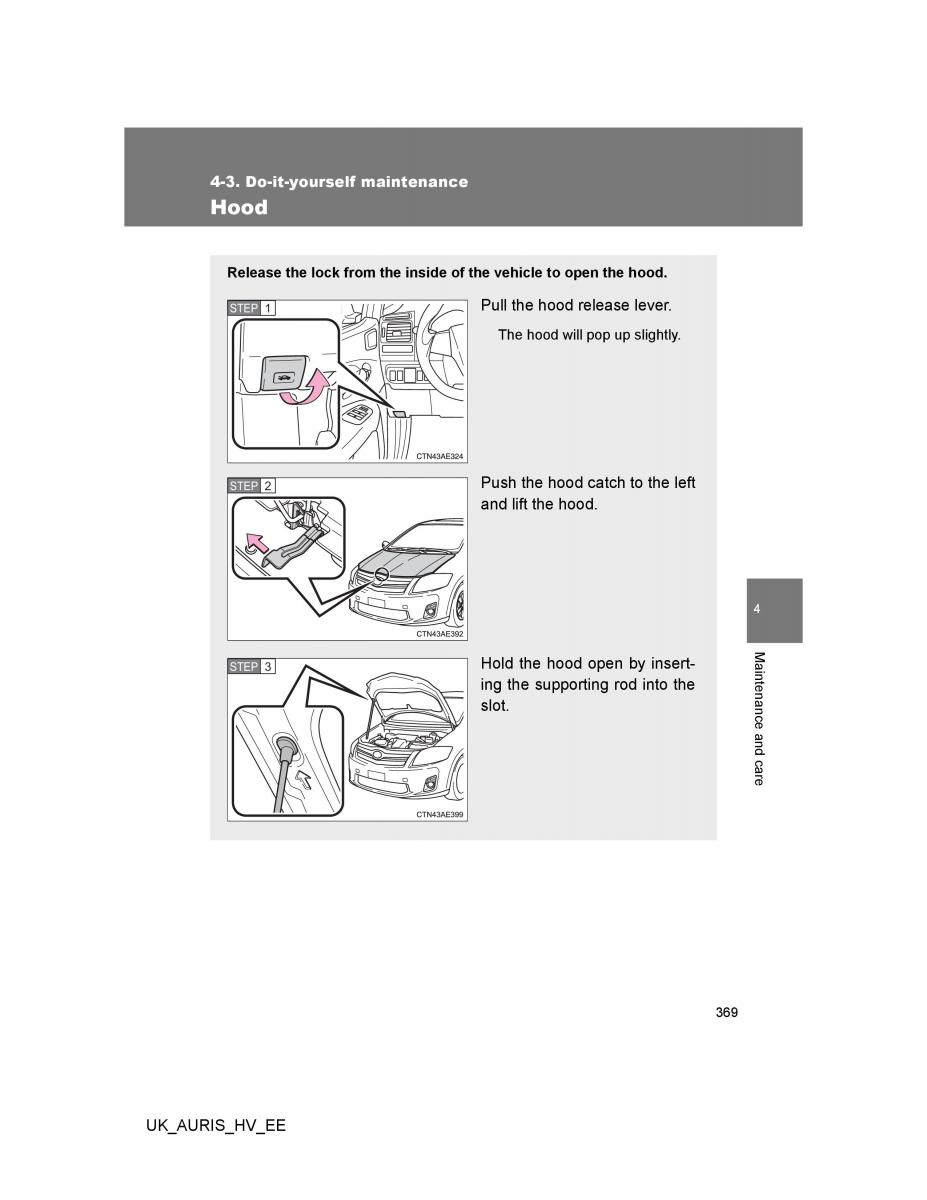 Toyota Auris Hybrid I 1 owners manual / page 369