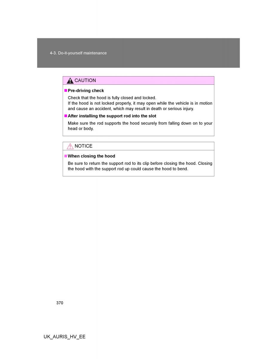 Toyota Auris Hybrid I 1 owners manual / page 370