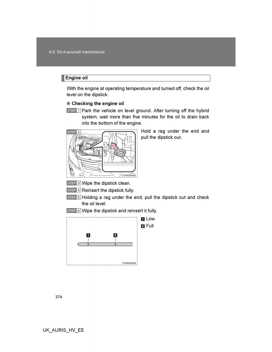 Toyota Auris Hybrid I 1 owners manual / page 374