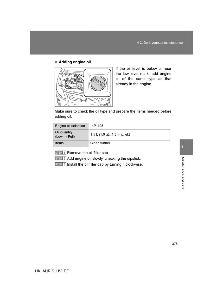 Toyota Auris Hybrid I 1 owners manual / page 375