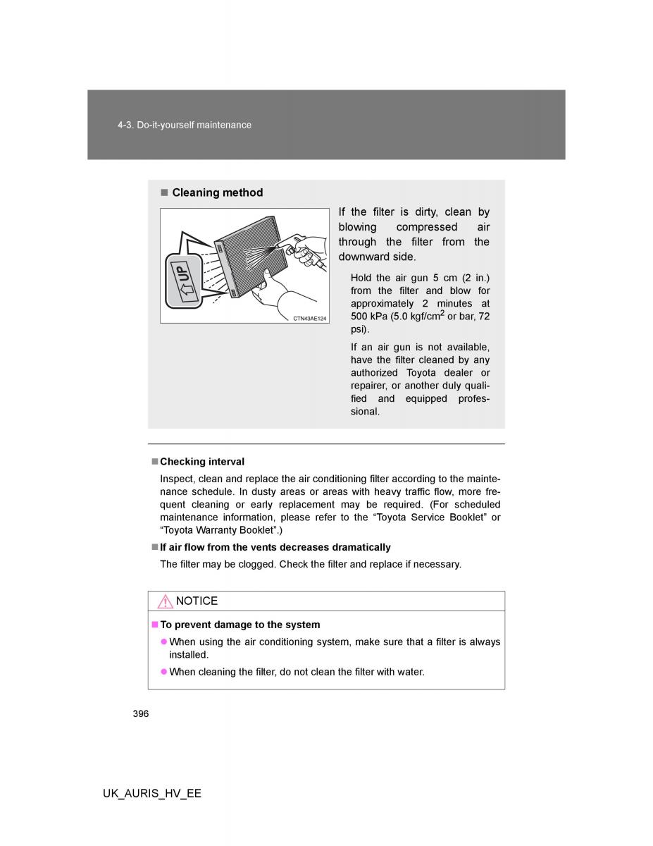 Toyota Auris Hybrid I 1 owners manual / page 396