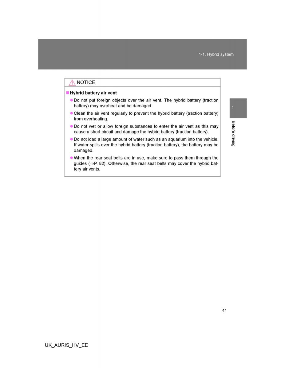 Toyota Auris Hybrid I 1 owners manual / page 41