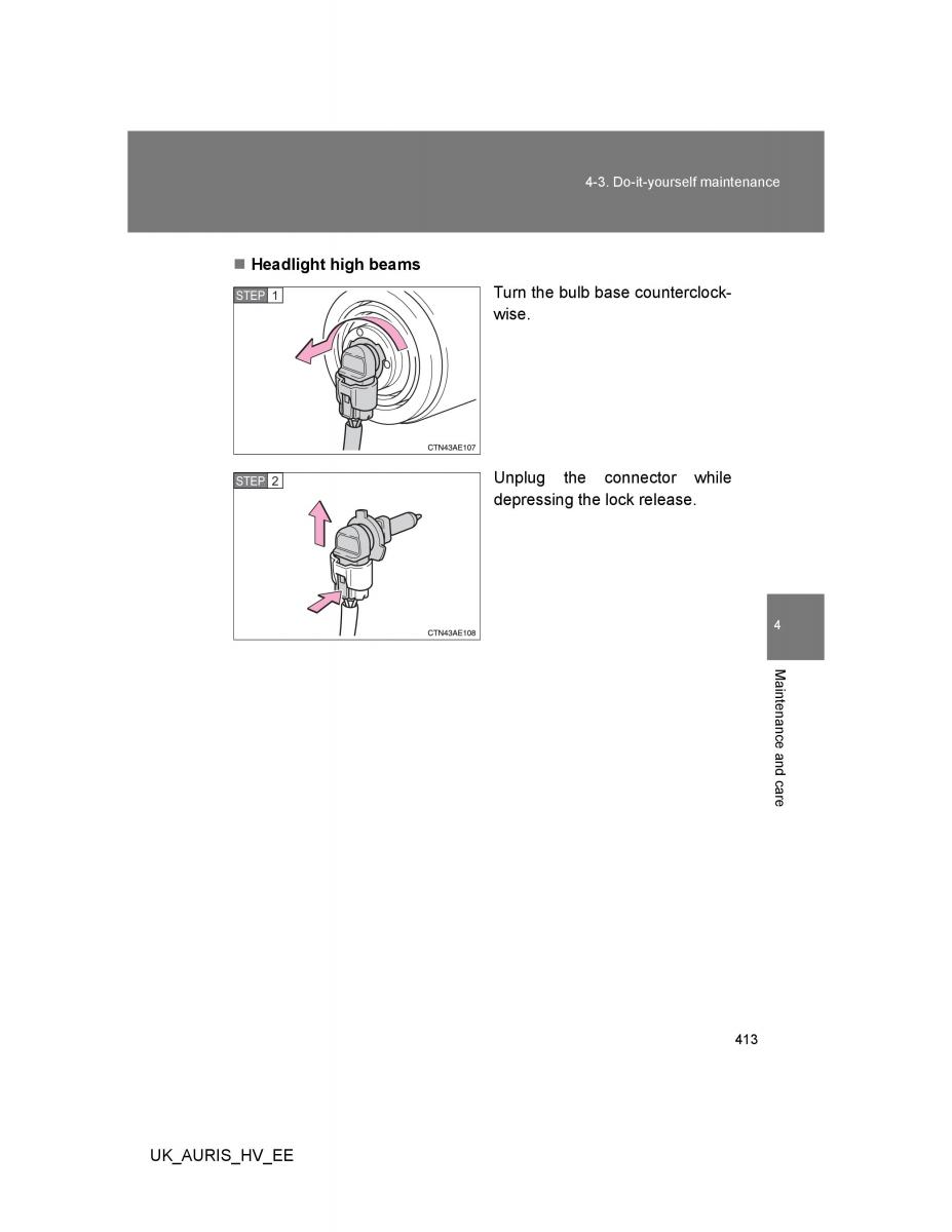 Toyota Auris Hybrid I 1 owners manual / page 413