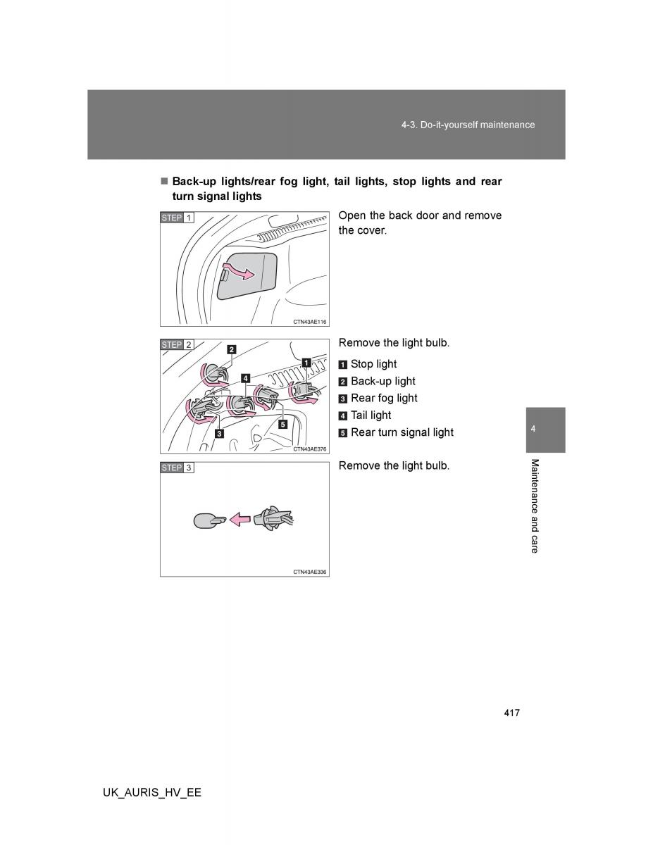 Toyota Auris Hybrid I 1 owners manual / page 417