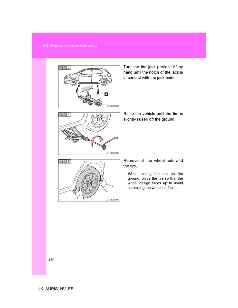 Toyota Auris Hybrid I 1 owners manual / page 450