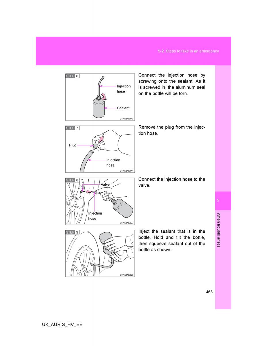 Toyota Auris Hybrid I 1 owners manual / page 463