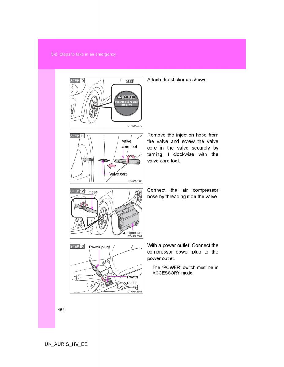 Toyota Auris Hybrid I 1 owners manual / page 464