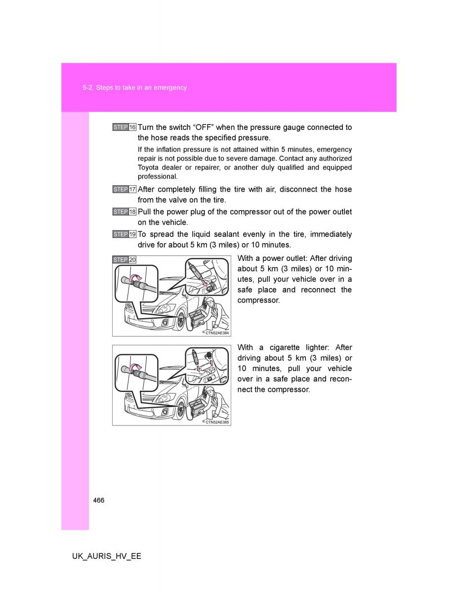 Toyota Auris Hybrid I 1 owners manual / page 466