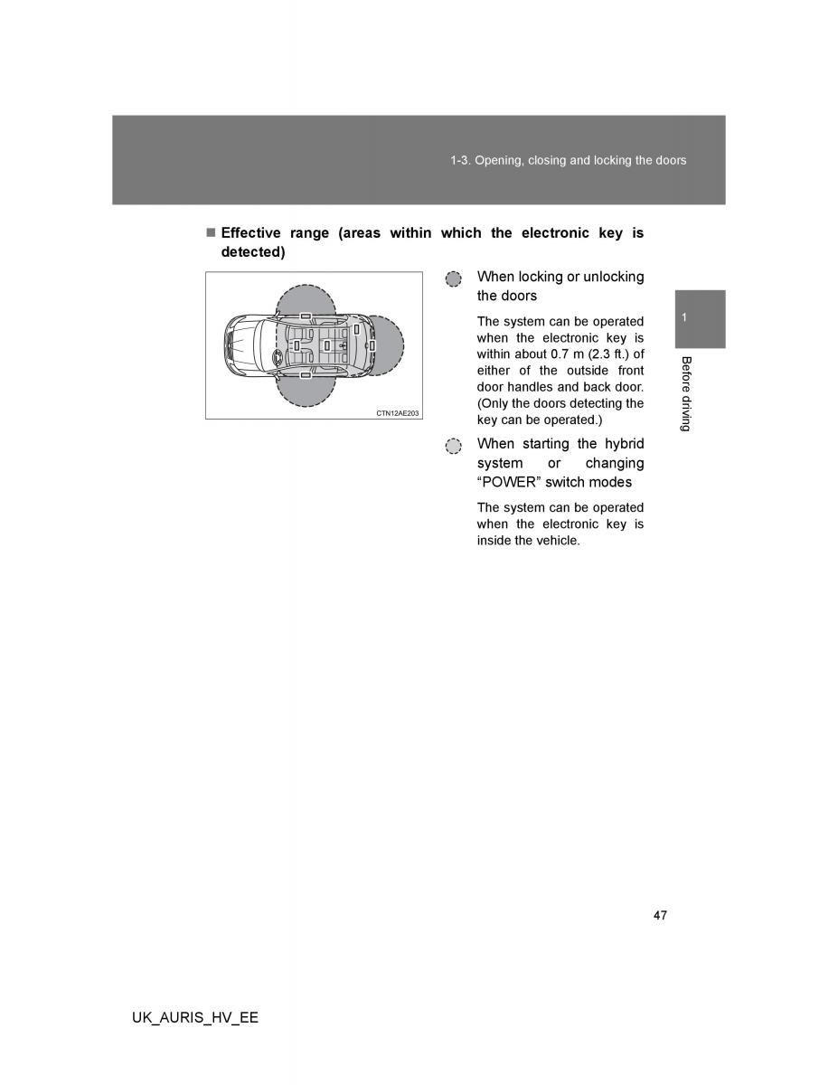 Toyota Auris Hybrid I 1 owners manual / page 47