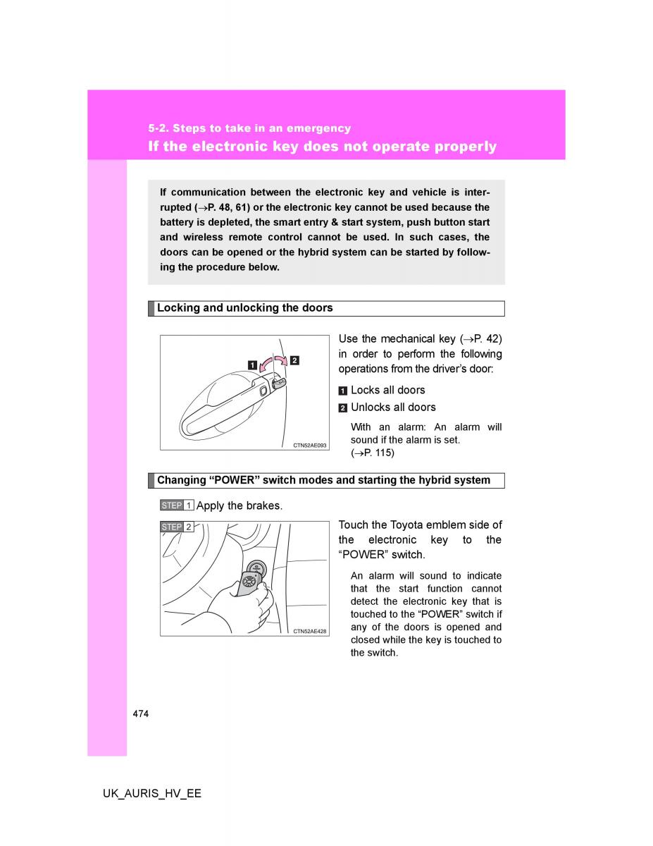 Toyota Auris Hybrid I 1 owners manual / page 474