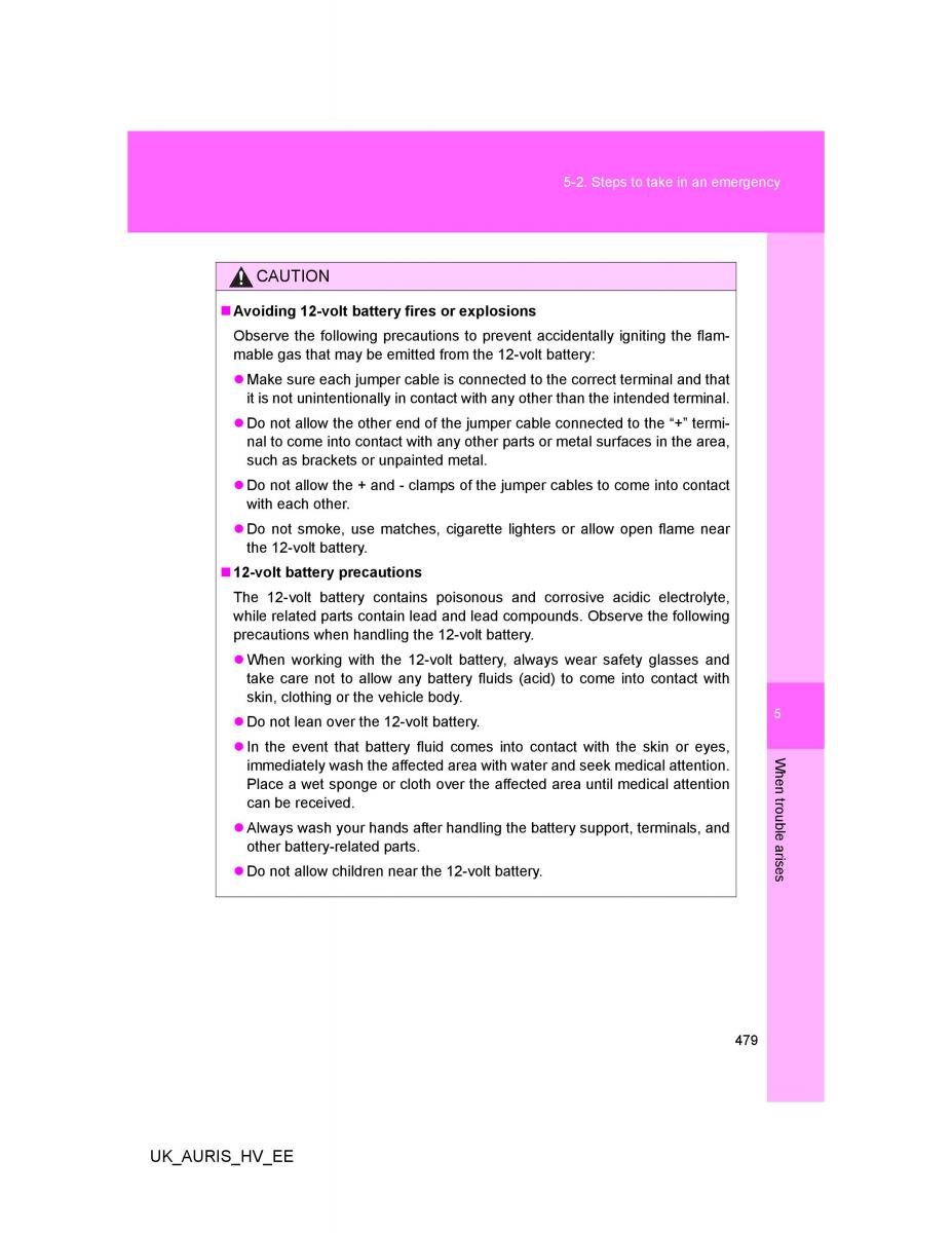 Toyota Auris Hybrid I 1 owners manual / page 479