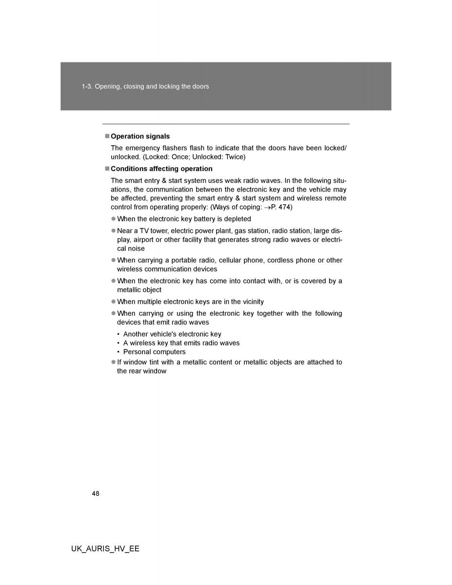 Toyota Auris Hybrid I 1 owners manual / page 48