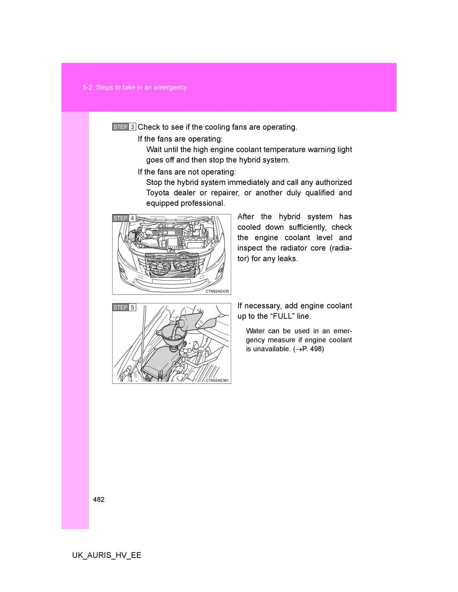 Toyota Auris Hybrid I 1 owners manual / page 482