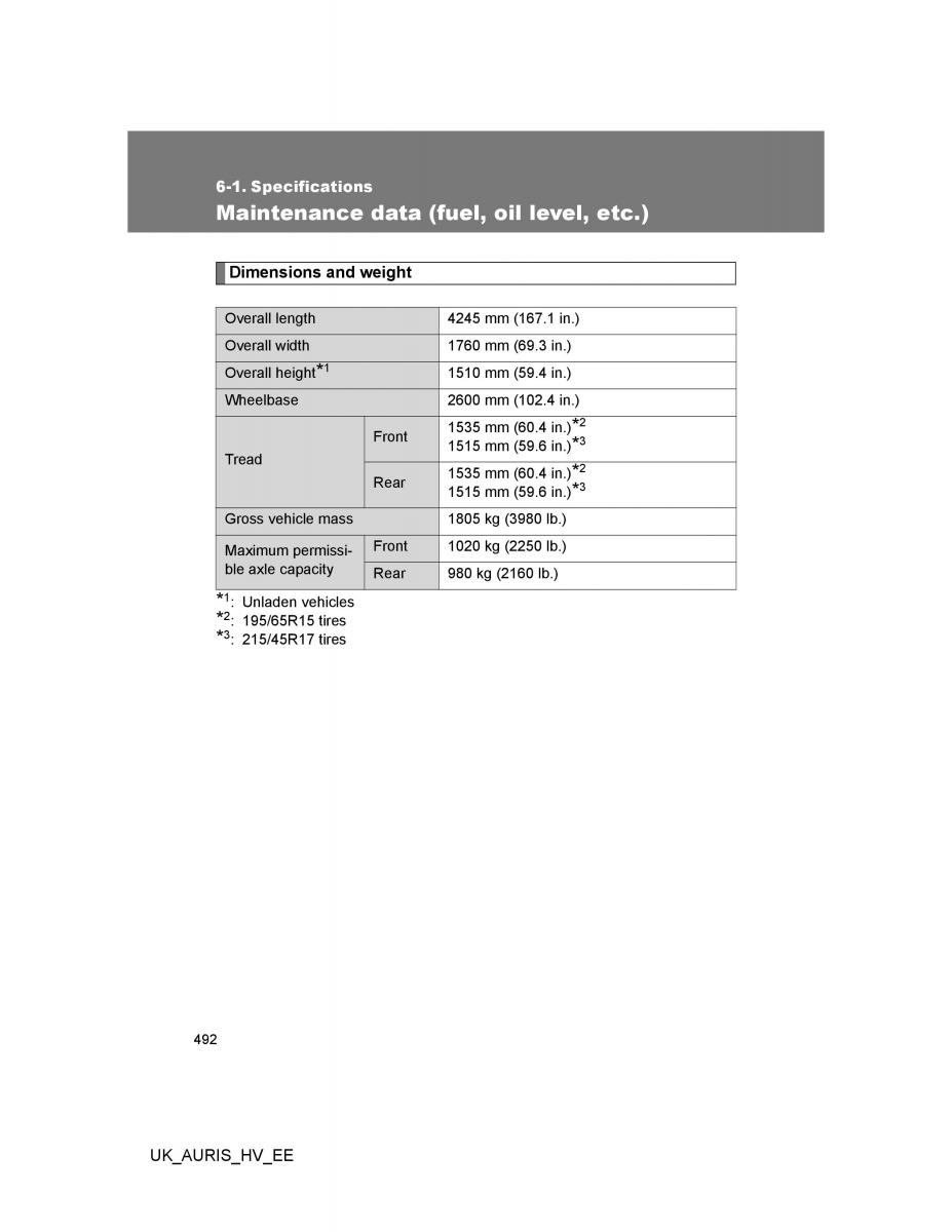 Toyota Auris Hybrid I 1 owners manual / page 492