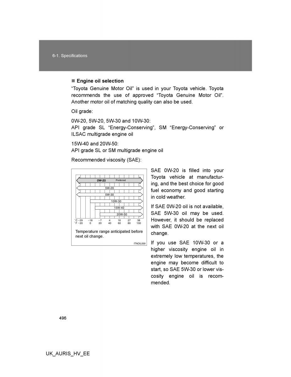 Toyota Auris Hybrid I 1 owners manual / page 496