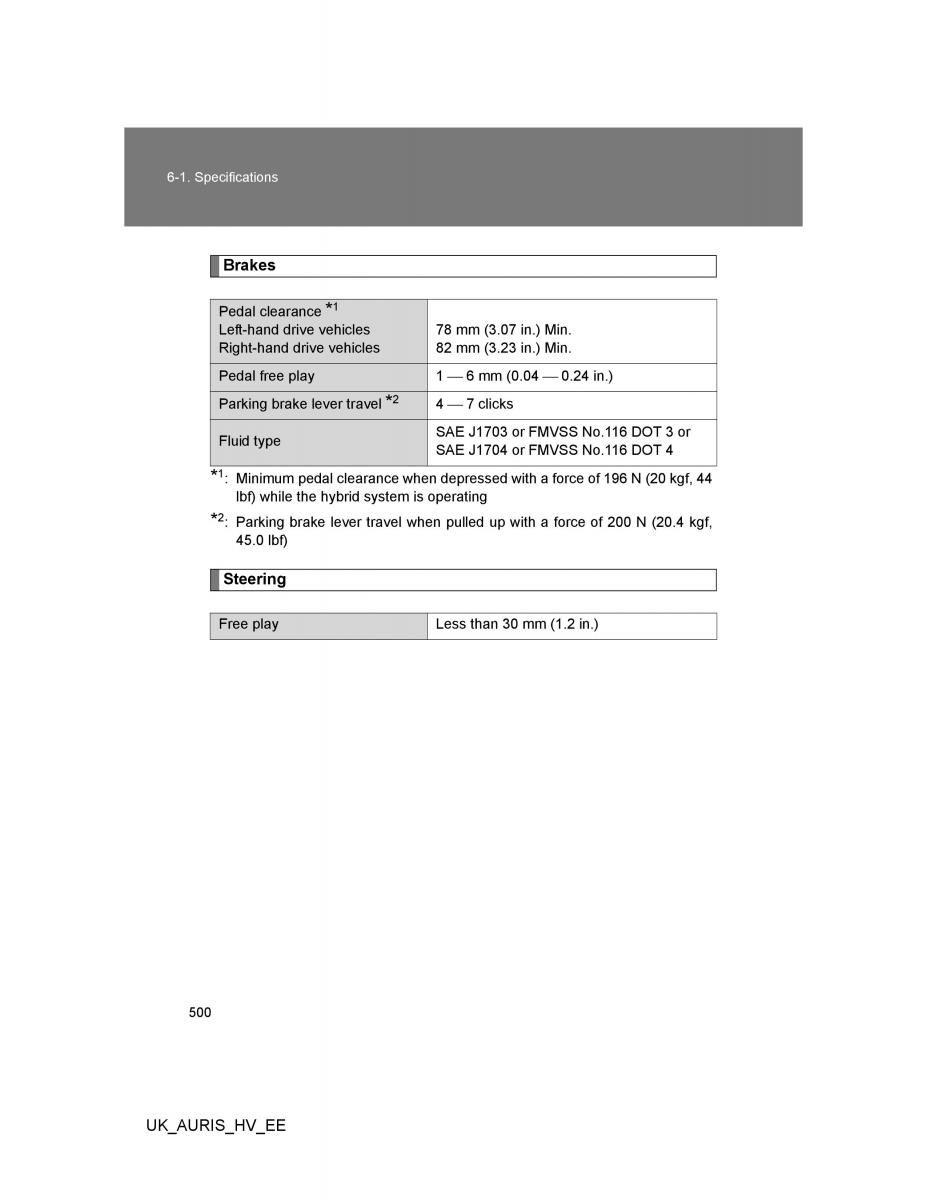 Toyota Auris Hybrid I 1 owners manual / page 500