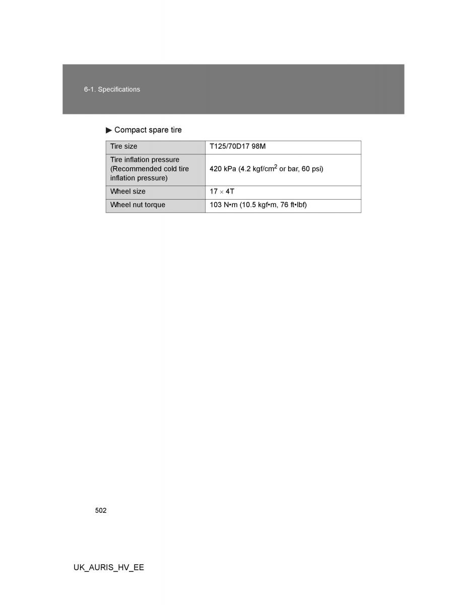 Toyota Auris Hybrid I 1 owners manual / page 502