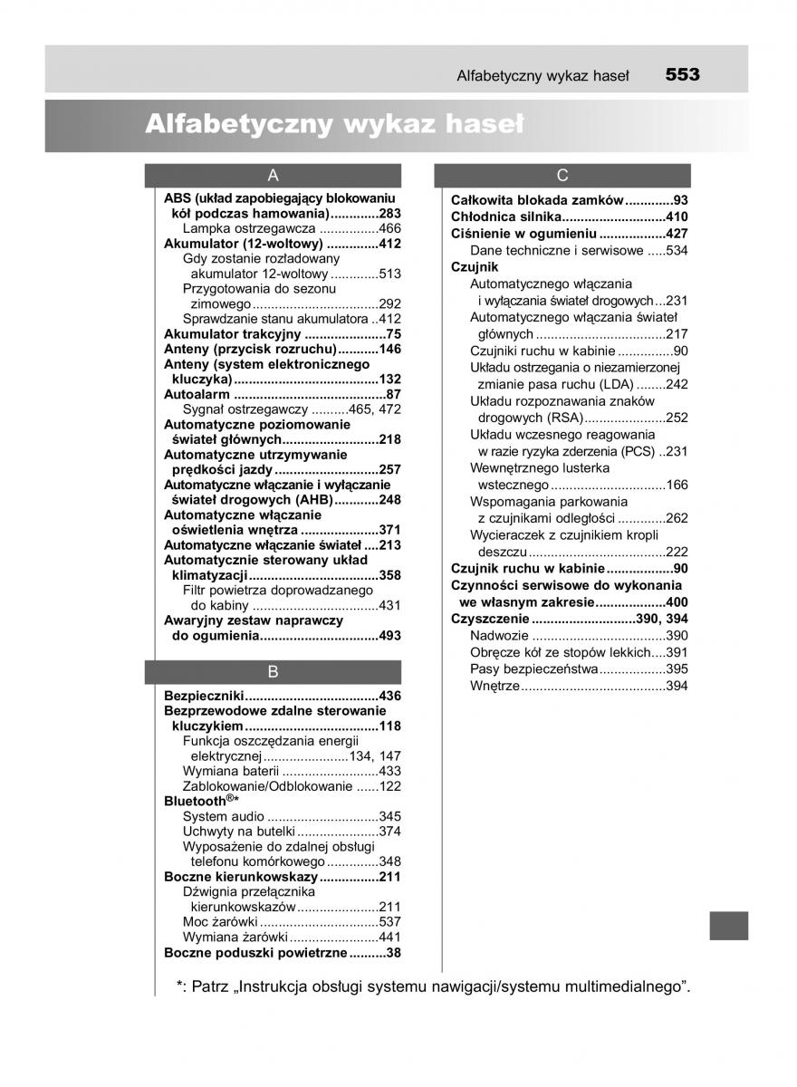 Toyota Auris Hybrid II 2 instrukcja obslugi / page 553