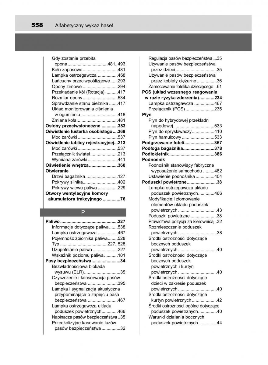 Toyota Auris Hybrid II 2 instrukcja obslugi / page 558