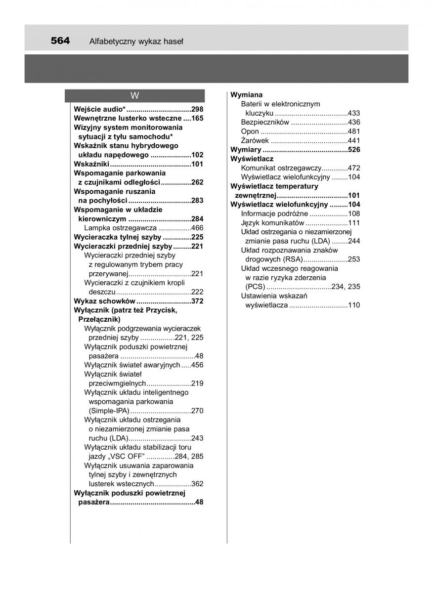 Toyota Auris Hybrid II 2 instrukcja obslugi / page 564