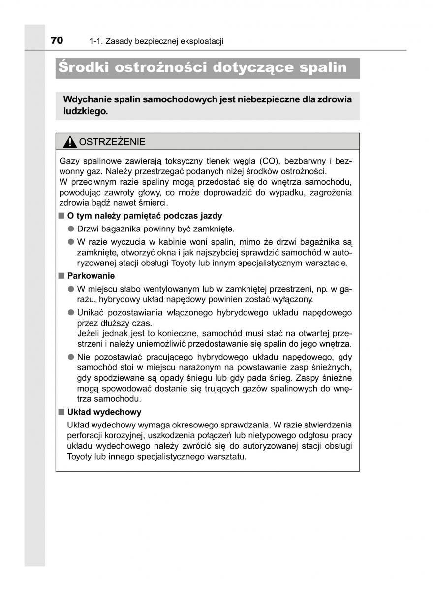 Toyota Auris Hybrid II 2 instrukcja obslugi / page 70