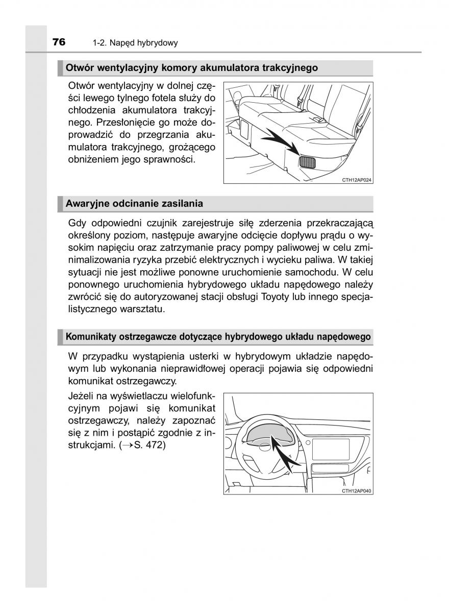 Toyota Auris Hybrid II 2 instrukcja obslugi / page 76