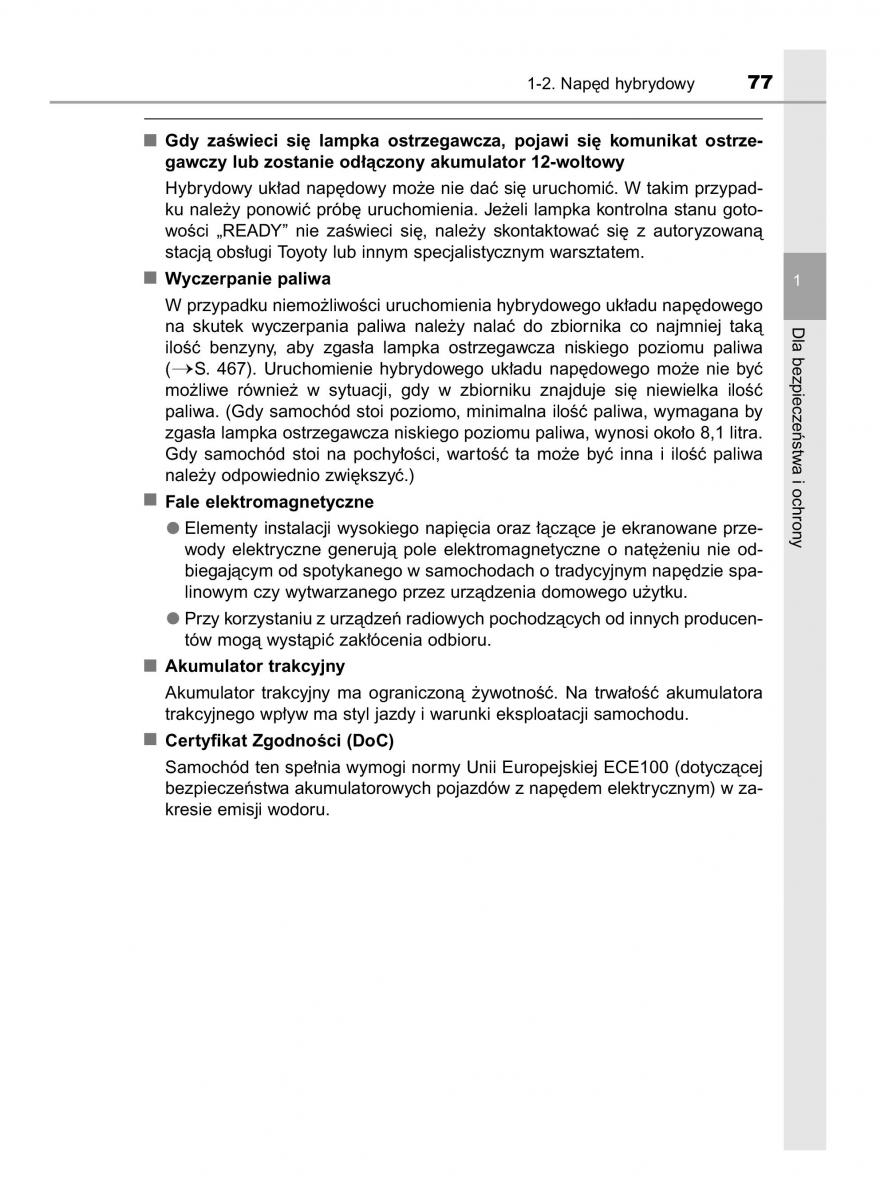 Toyota Auris Hybrid II 2 instrukcja obslugi / page 77